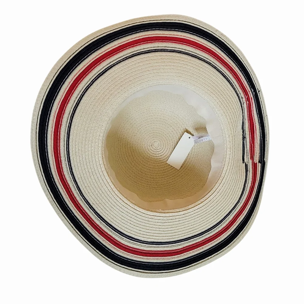 Talbots Striped Paper Straw‎ Wide Brim Summer Sun Beach Hat